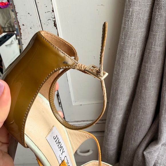 Jimmy Choo Mint and Orange Heels with Yellow Accents - Picture 5 of 5